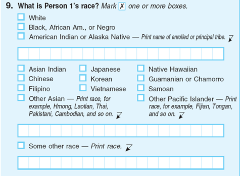 Race question on census form US census Some other race