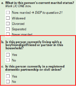 Census test question would ask about civil union, domestic partnership