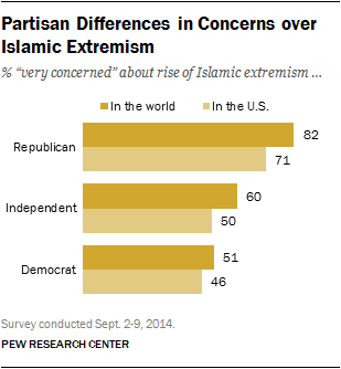 Partisan Differences in Concerns over Islamic Extremism 