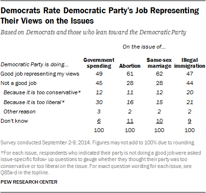 Democrats Rate Democratic Party’s Job Representing Their Views on the Issues