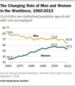 The Changing Role of Men and Women in the Workforce, 1960-2013