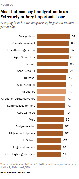 Most Latinos say Immigration is an Extremely or Very Important Issue