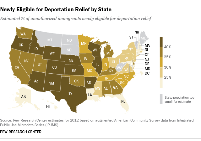 state breakdown of eligible immigrants obama executive action