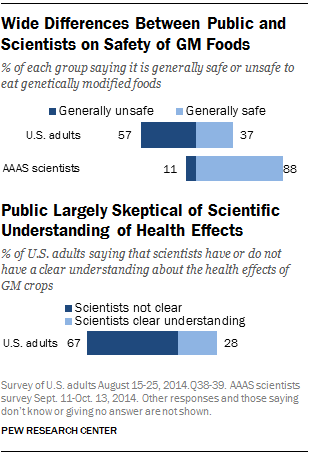 Wide Differences Between Public and Scientists on Safety of GM Foods