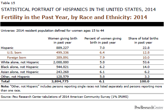 Fertility in the Past Year, by Race and Ethnicity: 2014 