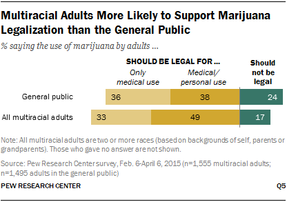 Multiracial Adults More Likely to Support Marijuana Legalization than the General Public