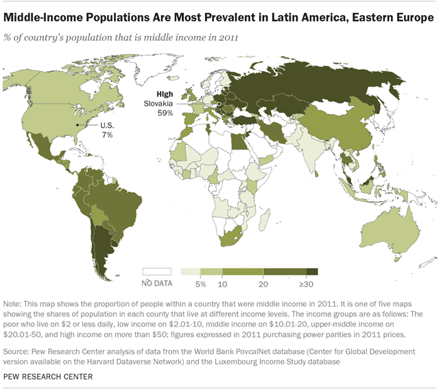 Middle-Income Populations Are Most Prevalent in Latin America, Eastern Europe