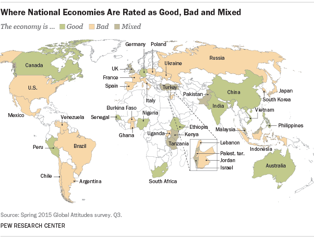 Where National Economies Are Rated as Good, Bad and Mixed