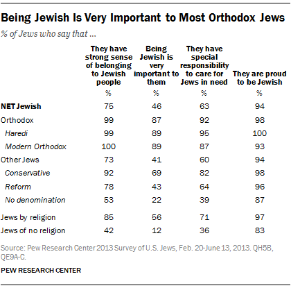 Being Jewish Is Very Important to Most Orthodox Jews