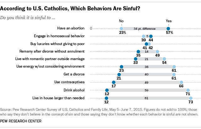 According to U.S. Catholics, Which Behaviors Are Sinful?