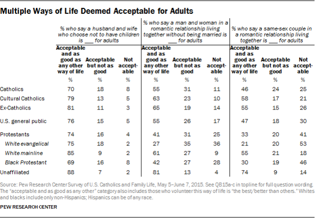 Multiple Ways of Life Deemed Acceptable for Adults