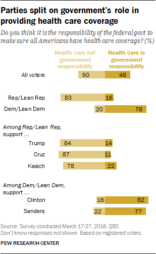 Partisans split on government's role in providing health care coverage