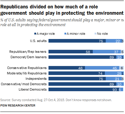 Republicans divided on how much of a role government should play in protecting the environment