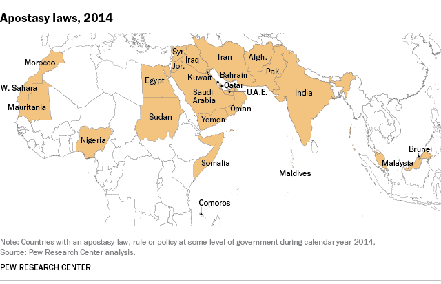 Global apostasy laws, 2014