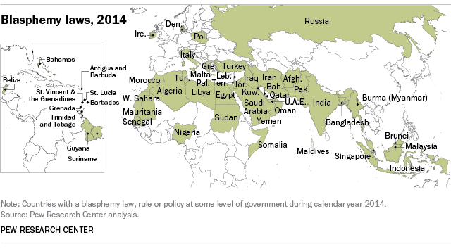 Global blasphemy laws, 2014