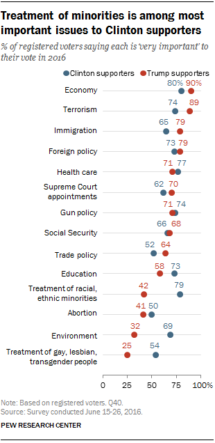 Treatment of minorities is among most important issues to Clinton supporters