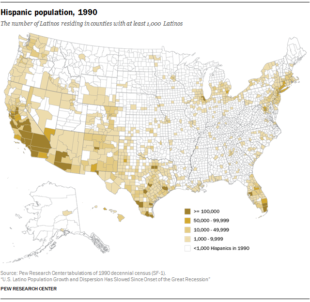 Hispanic population, 1990