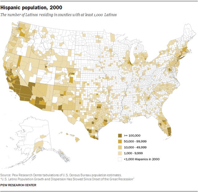 Hispanic population, 2000