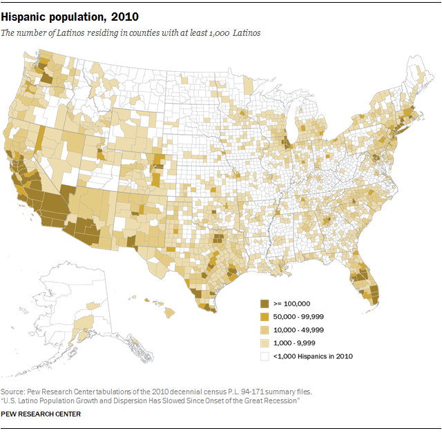 Hispanic population, 2010
