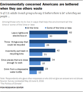 Environmentally concerned Americans are bothered when they see others waste