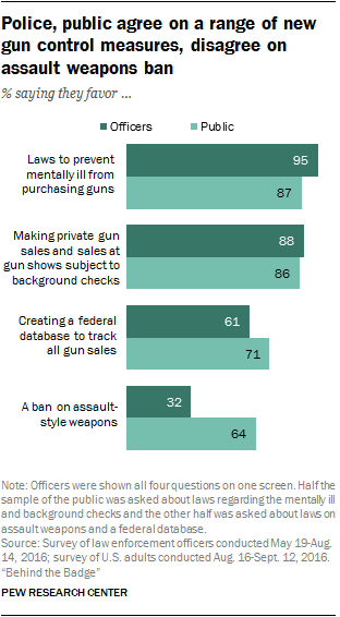 Police, public agree on a range of new gun control measures, disagree on assault weapons ban