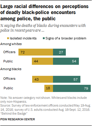 Large racial differences on perceptions of deadly black-police encounters among police, the public