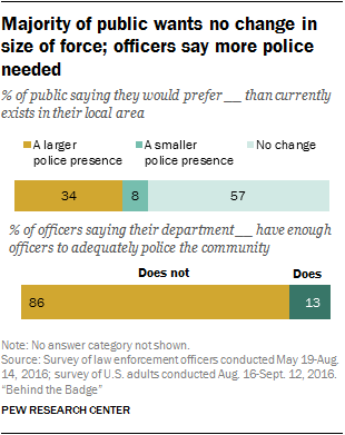 Majority of public wants no change in size of force; officers say more police needed