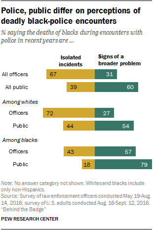 Police, public differ on perceptions of deadly black-police encounters