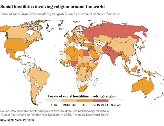 Social hostilities involving religion around the world
