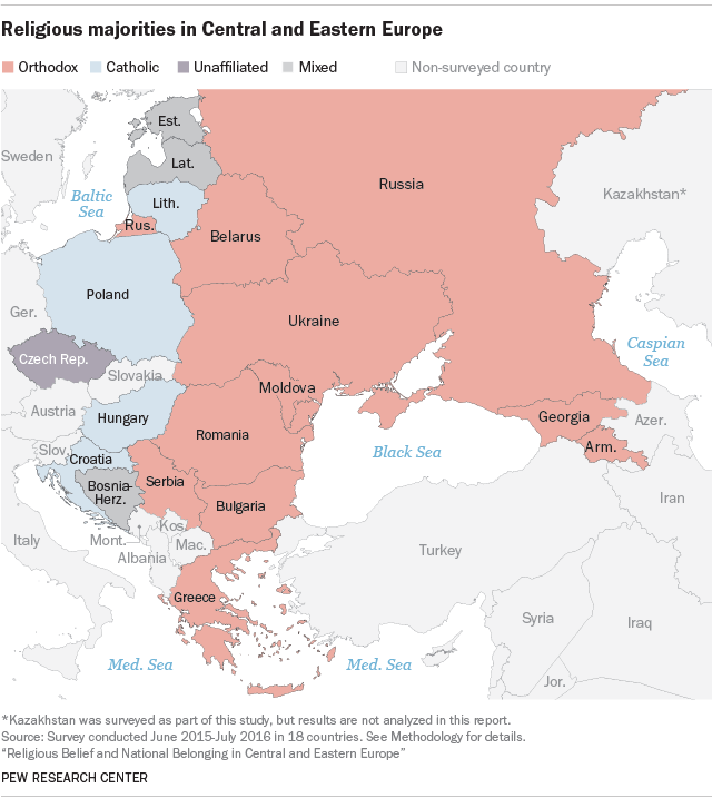 Religious majorities in Central and Eastern Europe