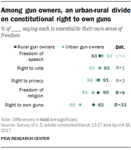 Among gun owners, an urban-rural divide on constitutional right to own guns