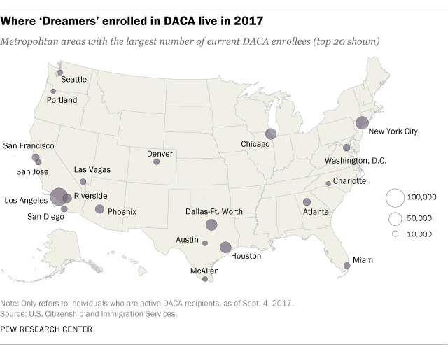 Where ‘Dreamers’ enrolled in DACA live in 2017