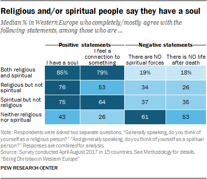 Religious and/or spiritual people say they have a soul