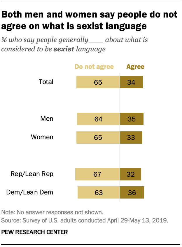 Both men and women say people do not agree on what is sexist language