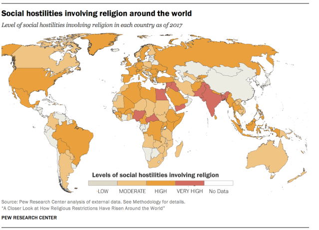 Social hostilities involving religion around the world