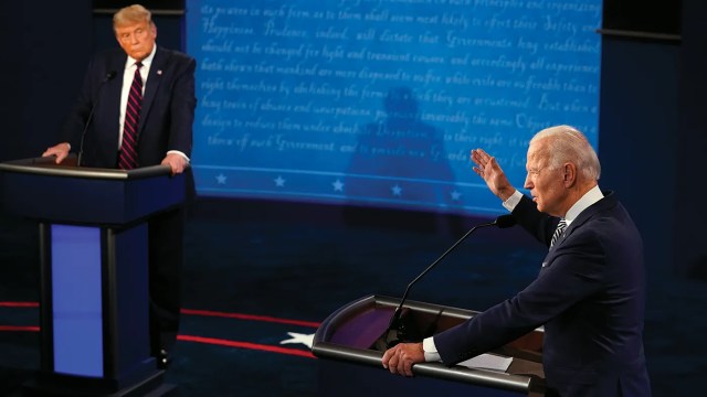 Trump and Biden debate in Cleveland on Sept. 29. (Morry Gash-Pool/Getty Images)