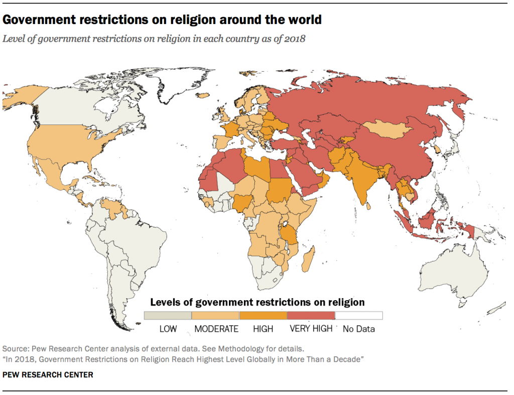 Government restrictions on religion around the world