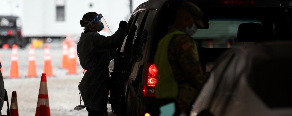 National Guards operate coronavirus drive-through testing center in New York
