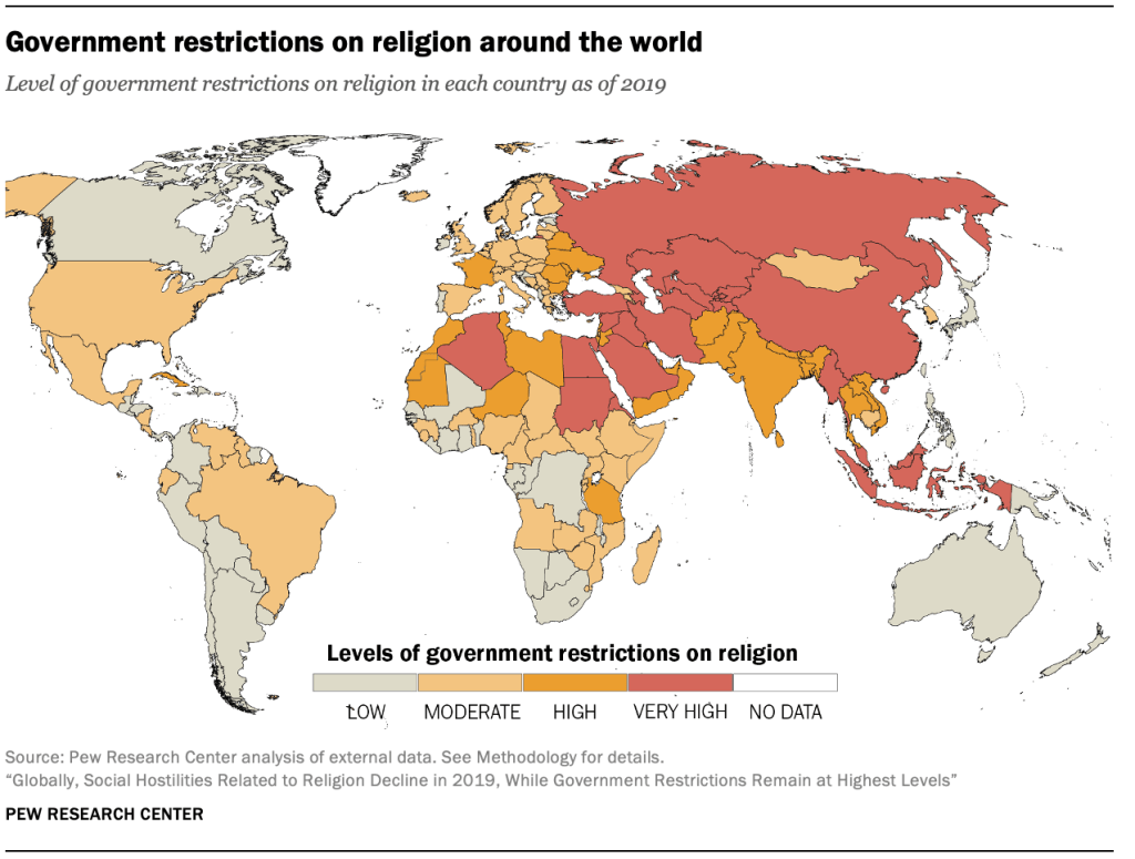 Government restrictions on religion around the world