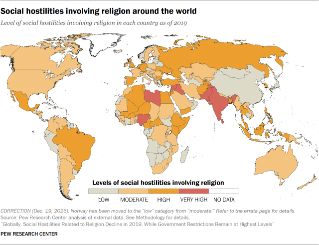 Social hostilities involving religion around the world