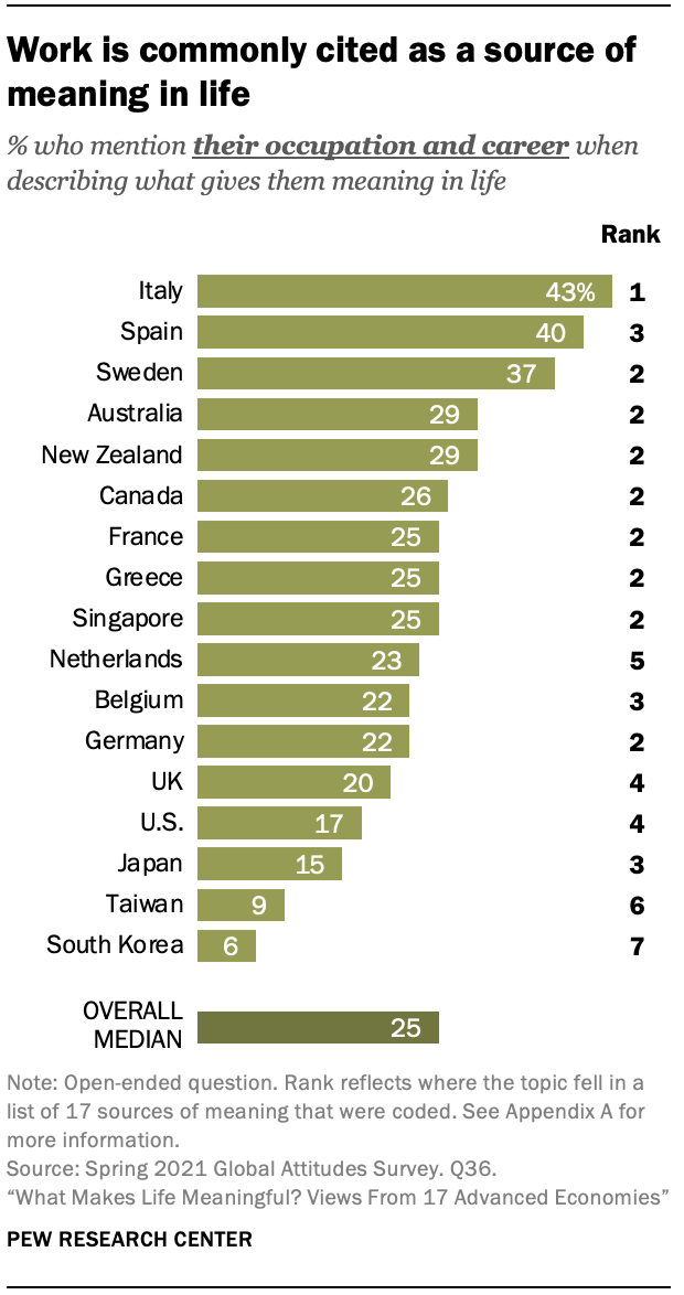 Work is commonly cited as a source of meaning in life