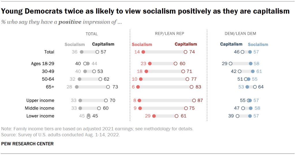Young Democrats twice as likely to view socialism positively as they are capitalism