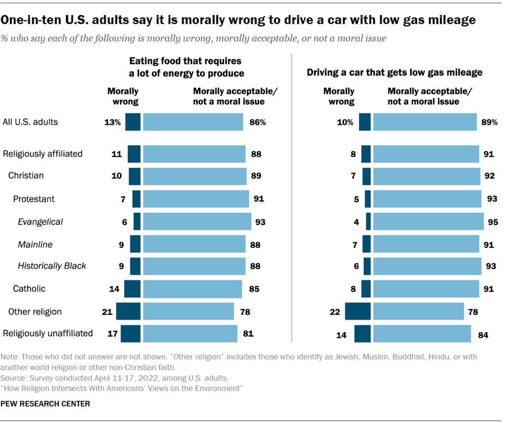 One-in-ten U.S. adults say it is morally wrong to drive a car with low gas mileage