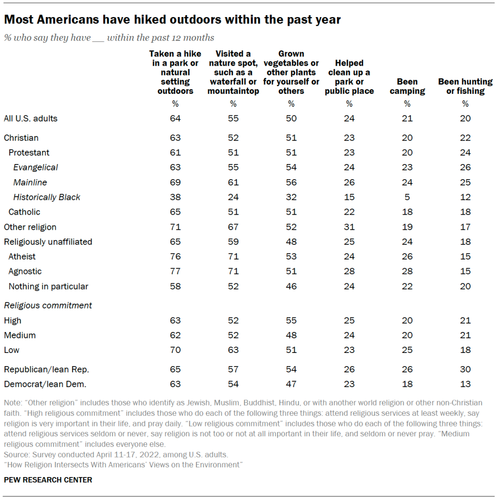 Most Americans have hiked outdoors within the past year