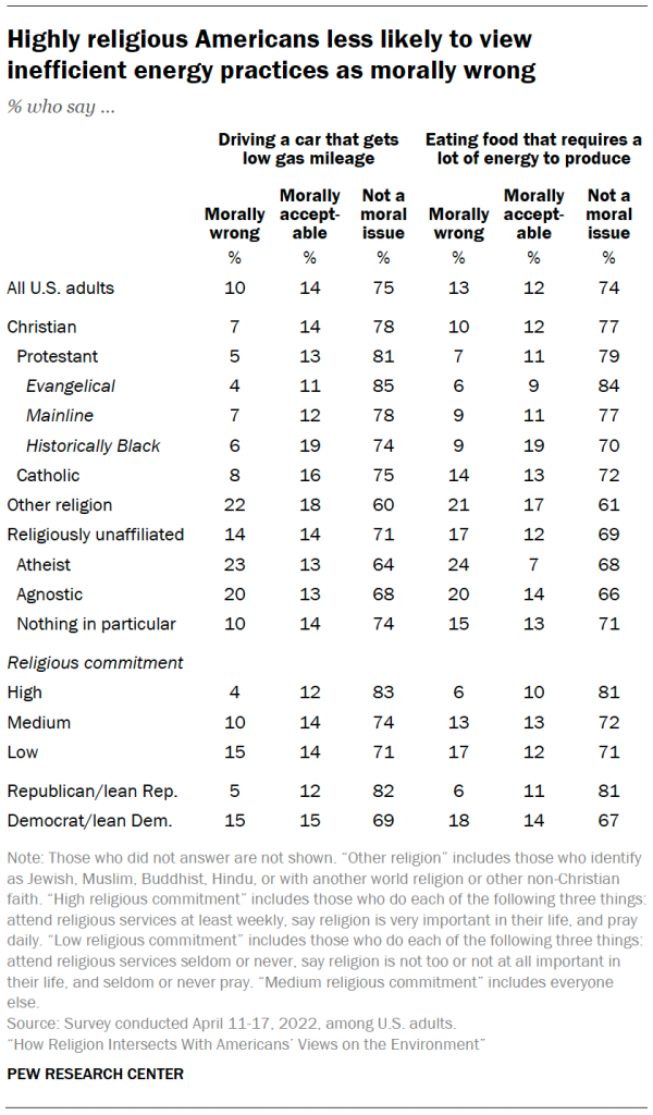 Highly religious Americans less likely to view inefficient energy practices as morally wrong