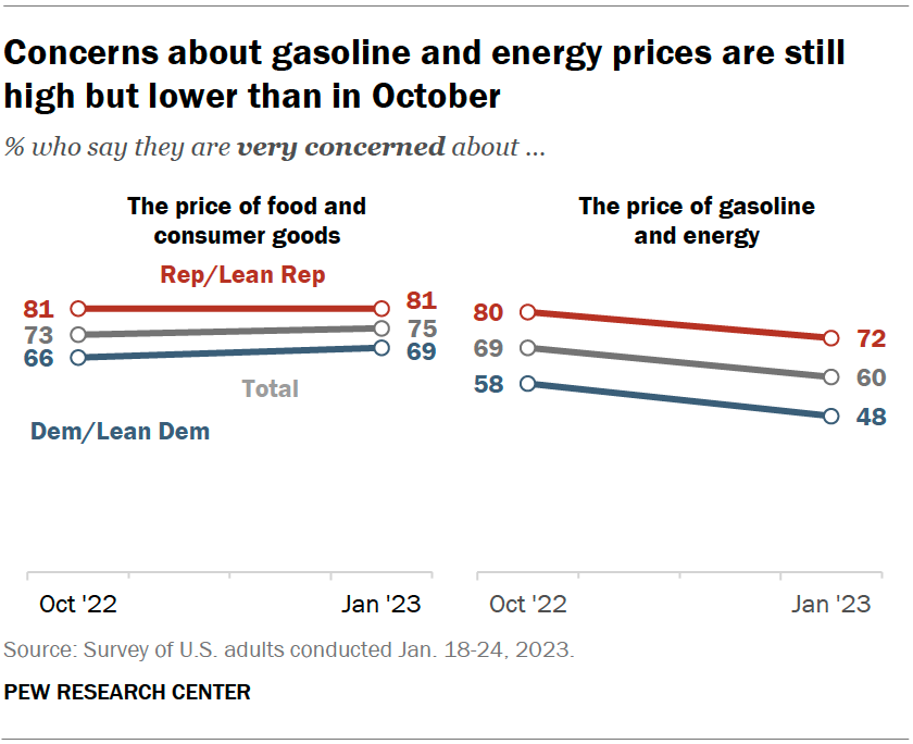 Concerns about gasoline and energy prices are still high but lower than in October