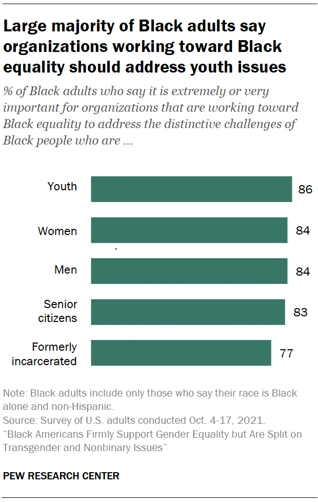 Large majority of Black adults say organizations working toward Black equality should address youth issues