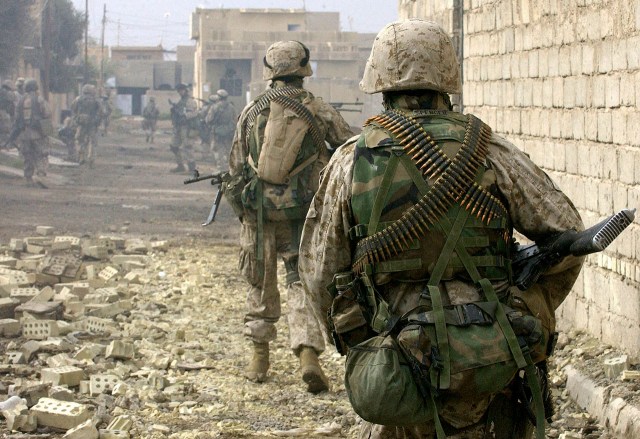 US marines patrol the restive city of Fa