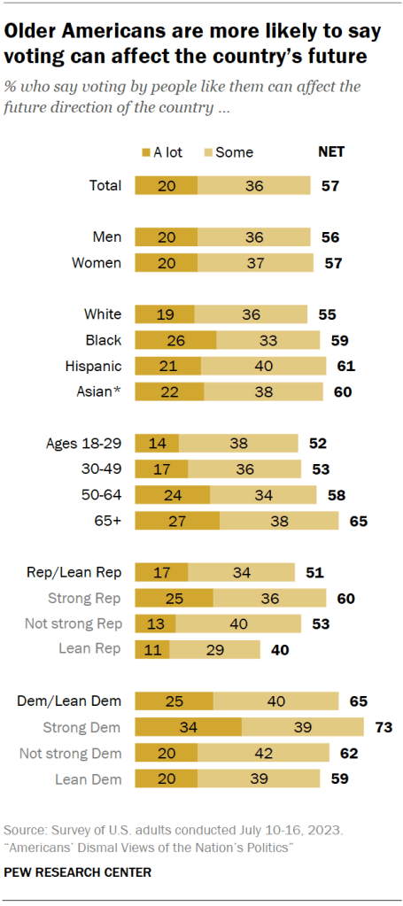 Older Americans are more likely to say voting can affect the country’s future