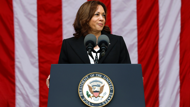 U.S. Vice President Kamala Harris speaks at Arlington National Ceremony in 2022. (Anna Moneymaker/Getty Images)